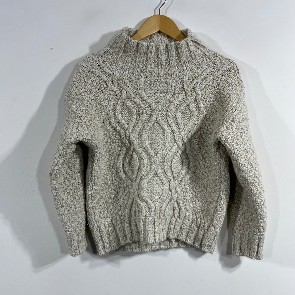 Snobby Sheep Fisherman Heritage Cable Knit Wool Blend Sweater Womens Large Chic
